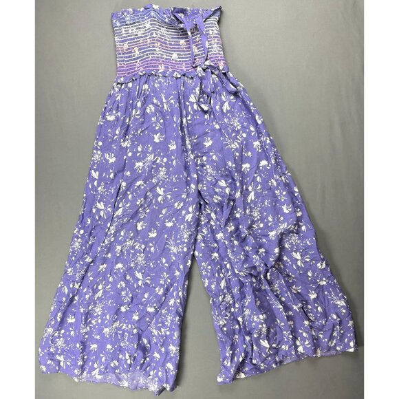 Free people Color My World Wide-Leg Jumpsuit XS Womans Lilac Purple Floral Print - Picture 2 of 8
